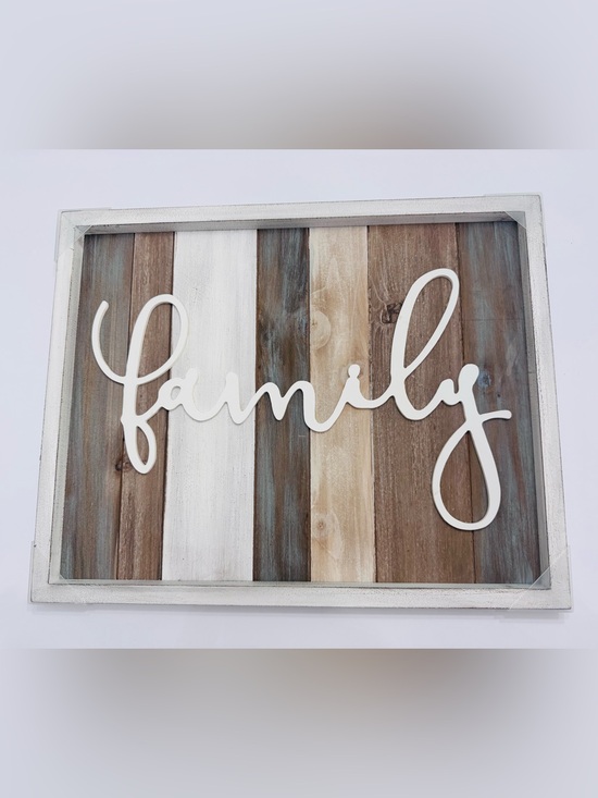 Kohl's Other - Kohl's White Script 'Family' Wall Art on Weathered Wood Planks size 20x16”